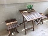 日式实木质折叠二人组合餐桌椅子原木户外室内阳台咖啡休闲下午茶