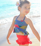 韩国儿童泳衣女童游泳衣幼儿比基尼分体裙式泳装女孩公主宝宝带帽