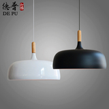 北欧创意铝材灯罩吧日式台客厅餐厅黑白单头吊灯木艺美式创意灯具