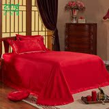 中式婚庆大红1.8米结婚床单式4件套床上用品 正品贡缎提花四件套