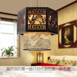 现代中式茶楼吊灯仿古羊皮灯具餐厅灯笼楼梯灯饰中国风古典简约