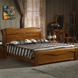 全实木床 榆木床1.8米双人床高箱床储物床中式床卧室家具厂家直销