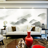 水墨群山新中式墙纸 现代客厅电视背景墙壁纸 抽象无缝大型壁画