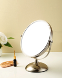 双面椭圆化妆镜欧式金属公主镜子台式特大号桌面梳妆镜美容镜