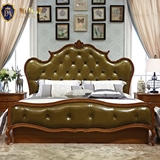 欧式全实木床美式双人床卧室榉木真皮储物床婚床1.8米1.5米新款