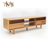 日式实木电视柜小户型白橡木北欧风格视听柜简约现代客厅家具