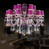 欧式灯客厅水晶吊灯紫色温馨卧室蜡烛吊灯高档大气酒店餐厅吊灯具