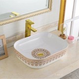 欧式卫浴台上盆椭圆形陶瓷洗脸盆洗手盆方形洗面盆彩色艺术盆台盆