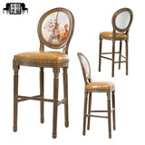 欧式实木创意高脚凳现代简约时尚酒吧椅吧凳吧台椅子美式复古吧椅