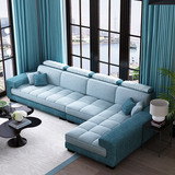 沙发北欧日式可拆洗客厅转角大小户型贵妃L型组合棉麻布艺沙发