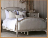 美式乡村全实木床欧式地中海橡木床卧室白色雕花做旧双人公主床