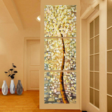 玄关装饰画客厅竖版走廊过道壁画现代简约挂画三联发财树无框画