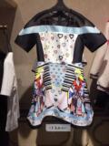 MIKIBANA2016春夏新款爱心印花网纱拼接连衣裙米可芭娜M62OD0512