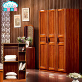 现代中式橡木实木三门衣柜 卧室实木家具整体衣橱储物环保大衣橱
