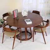 北欧实木宜家圆桌餐桌椅组合创意实木酒店餐桌饭桌进口榆木桌