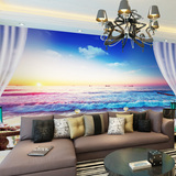 地中海墙纸壁画电视背景墙壁纸现代简约3d立体浪漫海景影视墙壁纸