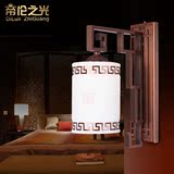 新中式壁灯卧室床头灯 客厅背景墙壁灯 全铜仿云石灯具过道走廊灯