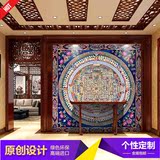 古代民族唐朝刺绣图案大型壁画中式餐厅屏风玄关吊顶天花墙纸壁纸
