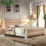地中海实木床1.5米白色实木床1.8米双人床简约婚床松木高箱储物床
