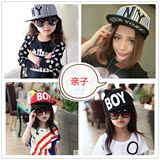 韩版酷潮夏天季 亲子NY字母小男孩女孩儿童嘻哈平沿棒球遮阳帽子