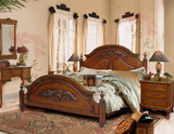 简约美式实木床 新古典风格双人大床 欧式奢华实木床床头柜