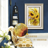 颜舍水晶珠现代简约客厅卧室沙发背景墙向日葵油画装饰画墙画挂画
