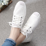 白色帆布鞋女夏低帮学生韩版透气百搭休闲鞋平跟运动鞋系带小白鞋