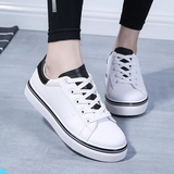 新款韩版白色板鞋学生平跟休闲鞋平底皮面帆布鞋女低帮运动潮鞋