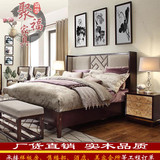 新中式实木床复古简约双人床 现代宜家婚床样板房酒店定制板式床