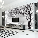 定制大型电视背景墙壁纸 简约艺术抽象树 客厅沙发卧室3D墙布壁画