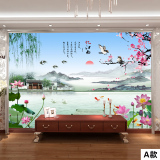 无缝大型壁画3d中式山水江南风景电视背景墙壁纸影视墙墙布壁画