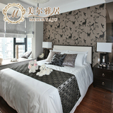 样板房新中式床现代中式简约家具别墅酒店客房卧室实木床高端床铺