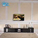 钢化玻璃可伸缩电视柜茶几组合套装现代简约烤漆橡木实木储物地柜
