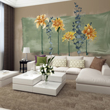 欧式油画田园现代简约壁纸 客厅沙发卧室电视背景墙墙纸壁画花卉