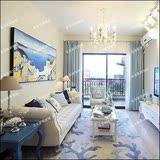 简约现代宜家蓝色地中海地毯客厅茶几沙发 欧式卧室地毯满铺定制