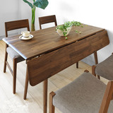 日式纯实木餐桌白橡木餐桌简约现代北欧折叠桌长方形多功能桌定做