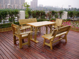 防腐木桌椅户外休闲阳台庭院木桌椅露天花园复古茶几实木桌椅组合