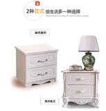 欧式宜家简易床头柜简约白色实木床边柜特价韩式现代电话桌斗柜子