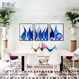 现代客厅装饰画简约卧室餐厅沙发墙壁画蓝瓶子玄关四联组合挂画