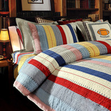 外贸原单美式全棉刺绣绗缝被 纯棉三件套床盖 床单夏凉被 空调被