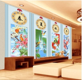 中式大型壁画客厅卧室电视背景墙纸酒店山水画梅兰竹菊无缝墙布
