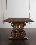 美式乡村实木餐桌欧式橡木雕花餐台法式复古做旧可伸缩长餐桌定制