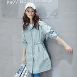 秋装新款韩国中长款风衣女长袖立领纯色收腰休闲外套宽松学生开衫