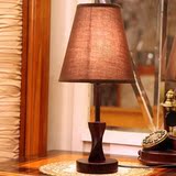 简约现代实木底座布料灯罩卧室床头酒店客房可调光白炽LED台式灯