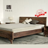 muji床日式黑胡桃木白橡木全实木双人床北欧宜家现代简约日式家具