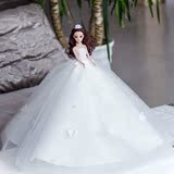 婚纱芭比娃娃新娘大裙摆件3D真眼儿童节生日礼物玩具新娘公主女孩