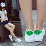 夏季韩版皮面透气运动鞋女厚底百搭休闲鞋平底板鞋学生小白鞋女鞋