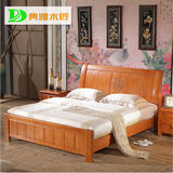 中式全实木床橡木1.5m1.8m高箱床大床白色雕花双人床特价