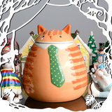 欧美家居创意手绘猫咪陶瓷罐糖果罐储物罐零食罐带盖陶瓷罐子摆件