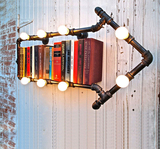 水管壁灯创意书架loft复古工业水管灯咖啡厅酒吧箭头灯水管置物架